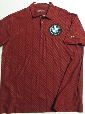 Sz L BMW Maroon Nike Dri-Fit Men's db #807 Polo Shirt